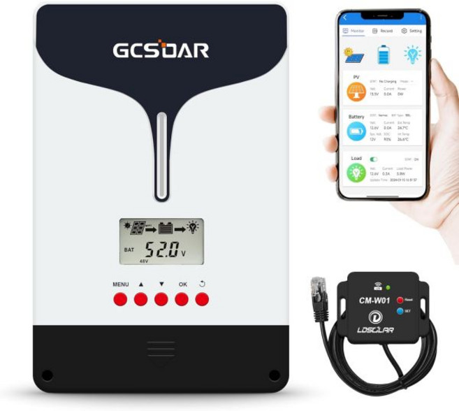 MPPT 태양열 충전 컨트롤러 30A 12V 24V 오토 맥스 PV 100V 내장 WiFi 어댑터 앱 리모컨 LCD 디스플레이 태양열 패널 충전기 조절기 젤 밀폐 플러딩 프로듀, MPPT 100A, 250V (WiFi)