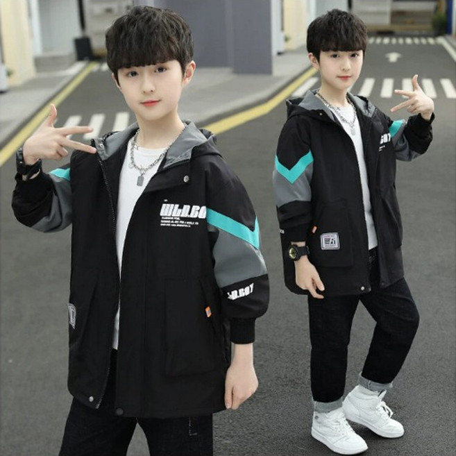 재한 초등학생 캐주얼 바람막이 후드 집업 [2715]