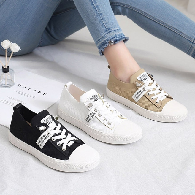 쿠션 니트 스니커즈 발편한 여성 단화 3cm