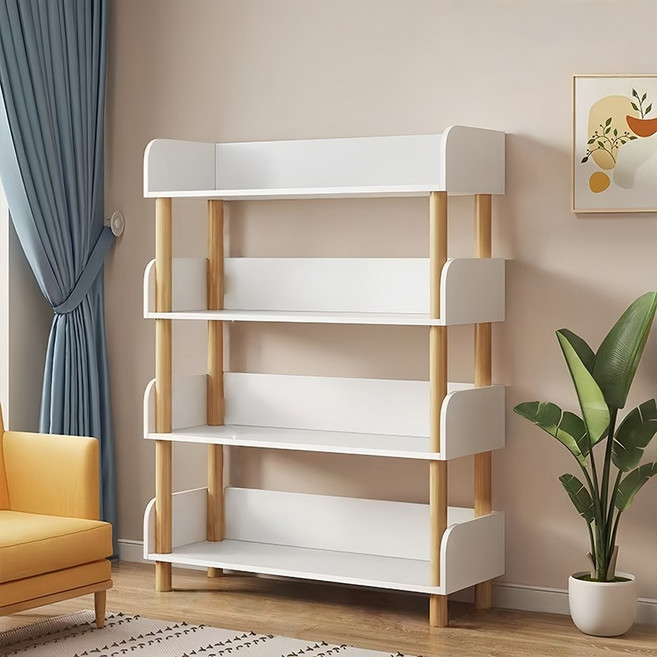 원목 책장 심플한 수납장 4단 거실 선반 SJ02, 화이트