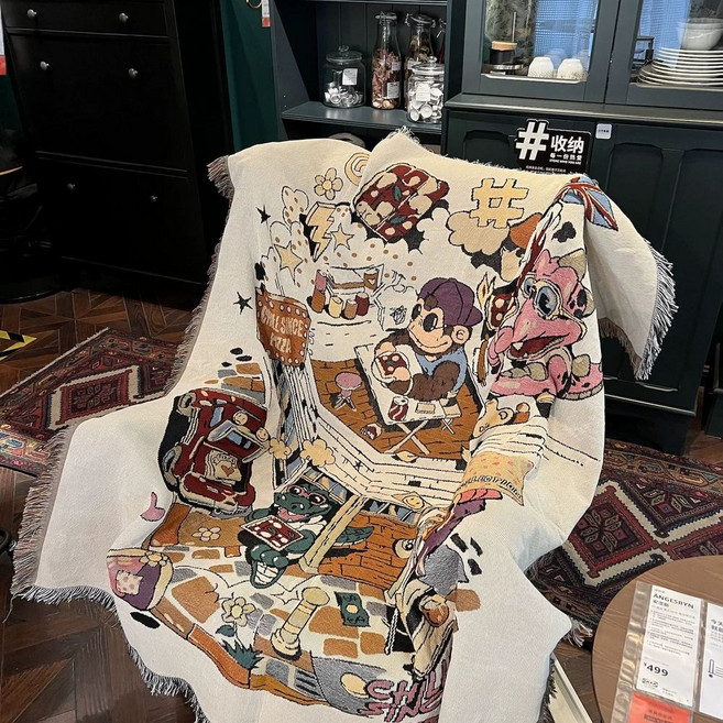 미키 마우스 디즈니캐릭터 이불 블랭킷 러그 캠핑 담요, 1개, W. 런던 피자 가게