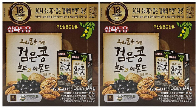 삼육두유 검은콩 호두와 아몬드, 190ml, 32개