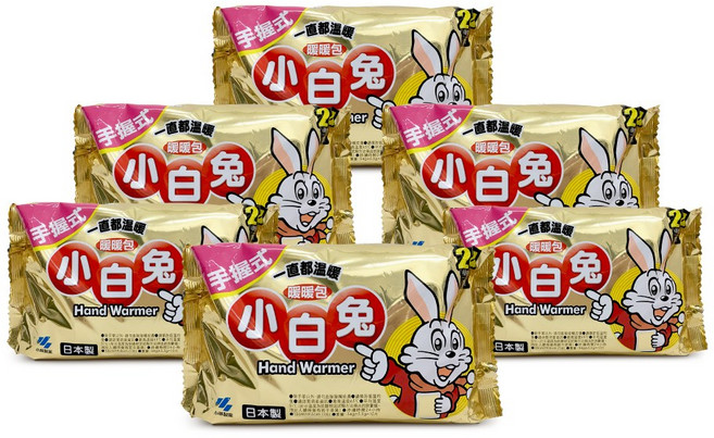 日本小林製藥小白兔暖暖包-握式60入-台灣公司貨-日本製/日本原裝進口, 6個