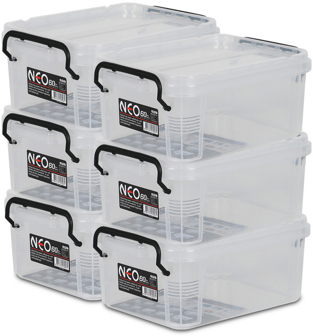 코멕스 네오박스 플라스틱 수납박스, 반투명, 6개