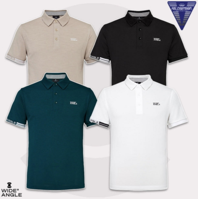 와이드앵글 남성 골프웨어 남자 골프 기능성 반팔티 필드센서 카라 티셔츠 WMM25293