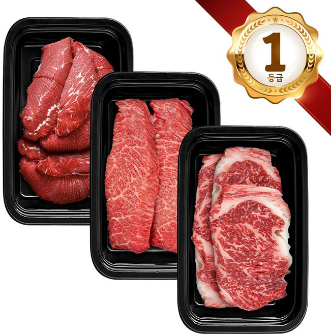 쿠가[냉장] 횡성한우 어사품 1등급 구이 3구 2호(총1.5kg)[구성 안심채끝(랜덤)갈비+특수부위(랜덤)+불고기], 단품