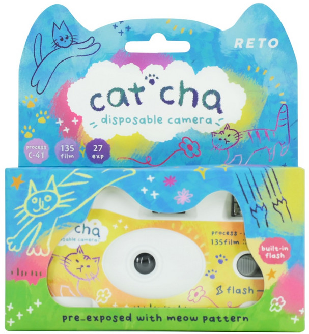 레토 캣차 일회용카메라 27장 35mm필름/RETO CAT CHA CAMERA, 1개, 단일제품