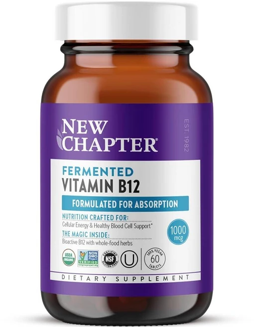 뉴챕터 발효 비타민 B12 1000mcg 태블릿 60정, New Chapter 뉴챕터 발효 비타민 B12 100, 1개 - 쿠팡