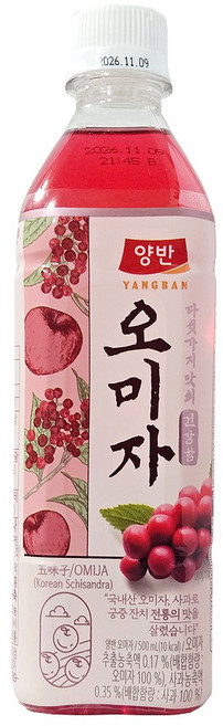 양반 오미자 음료, 500ml, 1개