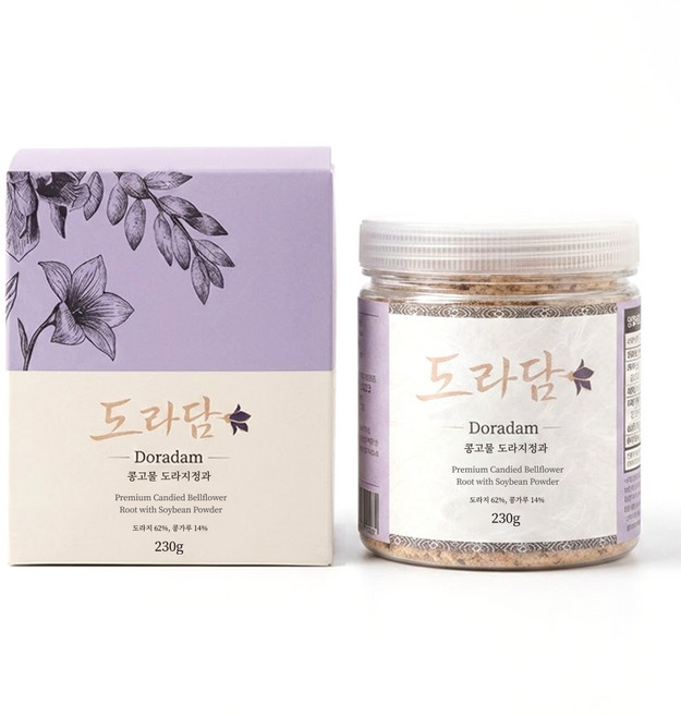 도라담 한입 콩고물 도라지정과 수제 디저트 콩가루 건강간식, 1개, 230g