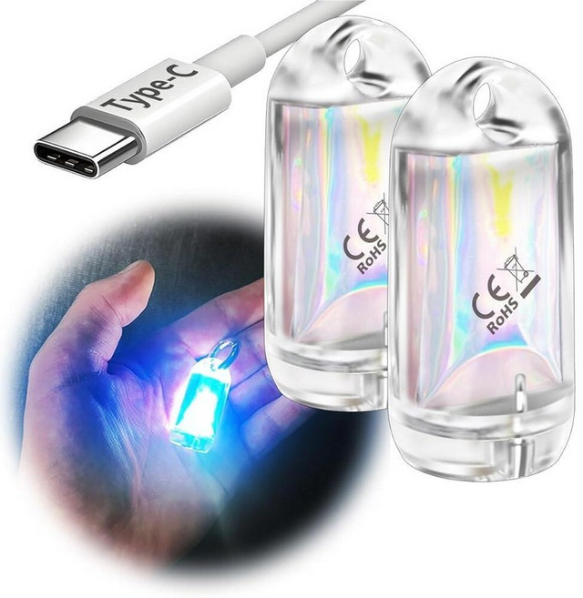 DOKeep USB 미니 LED 랜턴 2팩 방수 EDC 키체인 손전등 캠핑용 Type C 충전식 배터리 소형 스틱 램프 퍽 개 목걸이 토치 라이트 오렌지 레드 269348, Blue+Red