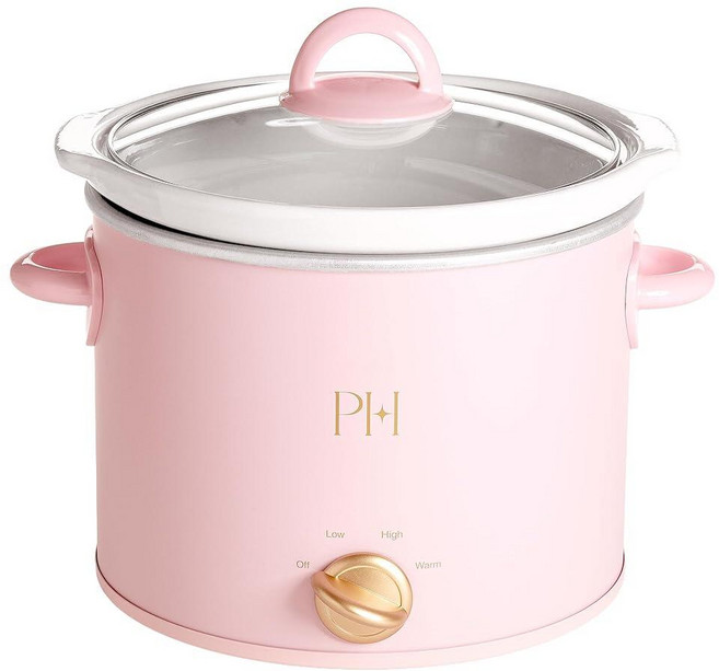 Paris Hilton 3.3L(3.5쿼트) 수동 슬로우 쿠커 세 가지 설정 (낮음 높음 따뜻함) 천연 논스틱 및 식기 세척기 사용 가능한 사기그릇 인서트 가족 사이즈, 3.5 Quarts, Pink