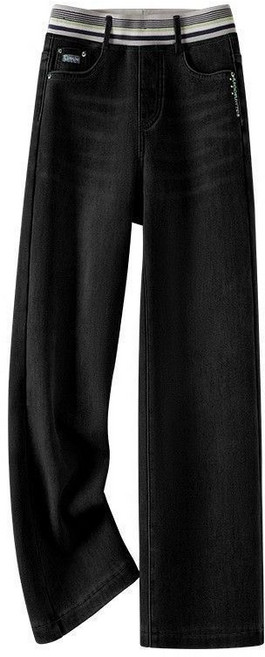 여성용 하이웨스트 허리밴딩 데님바지 와이드핏 데님 통바지 일자핏 청바지 뉴타임즈