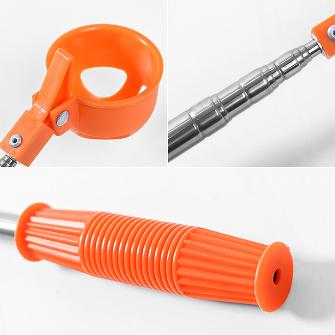 스테인리스 골프공집게 픽업 볼 집게 골프공 공회수기 수거기 길이 조절 가능(가벼운 골프 공 채집 도구), 주황색