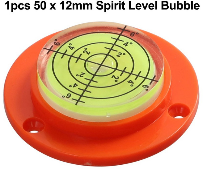50 X 12mm 원형 수평계 버블 레벨 스피릿 레벨 버블 블랙 앵글 클리어 미니 원형수평 레벨러 불스아이용, 1