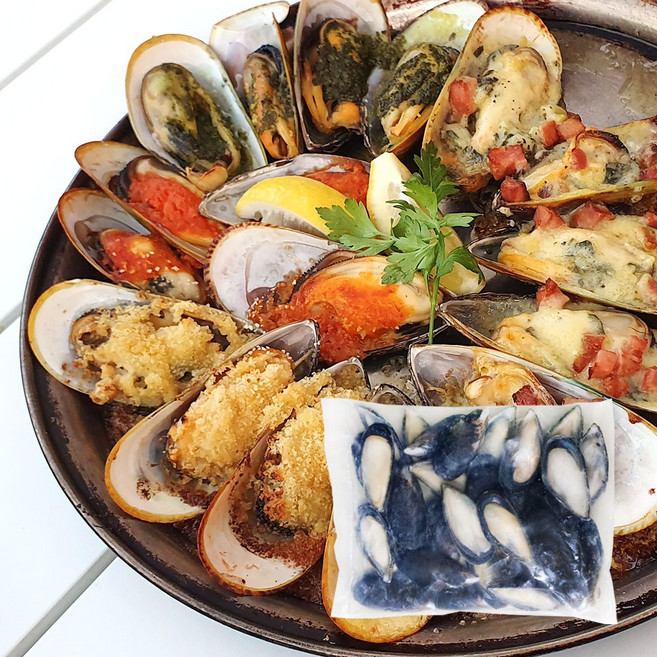 반탈각 자숙 손질 세척 홍합, 1개, 800g