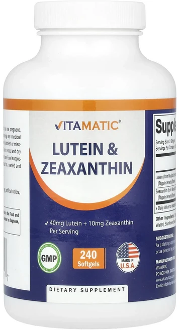 새해 첫좋은선물 Vitamatic 루테인 & 제아잔틴 소프트젤 240정 제대로 할인합니다, Vitamatic 루테인  제아잔틴 소프트젤 240정, 1개 - 쿠팡