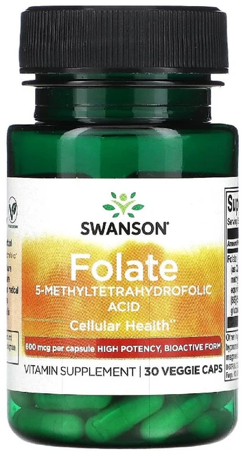 스완슨 엽산 폴레이트 Folate 5-메틸테트라하이드로폴릭산 800mcg 베지 캡슐 30정, 800mcg -선택하신 용량이 사진보다 우선합니다., 1개 - 쿠팡