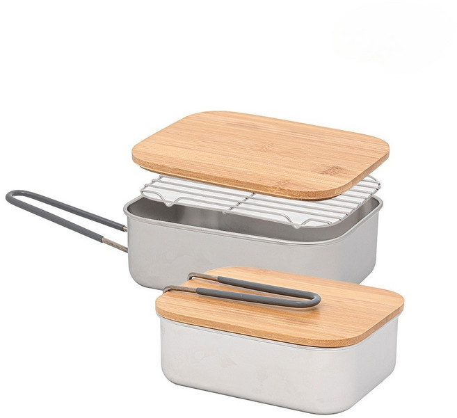 하슬라 캠핑용 모리필드 스텐 도마 반합세트 L, 1개