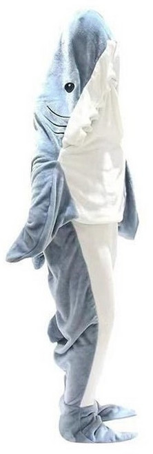 홈앤조이 동물잠옷 아기상어 캠핑 입는담요 침낭 초유연 소프트 플란넬 후드티 침낭 잠옷 원피스