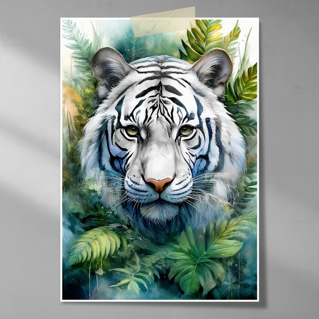 엘티에프티 성공 승진을 부르는 호랑이 포스터 그림(액자 제외) 황호랑이 백호랑이 그림 액운방지 사업잘되는 인테리어 포스터, 자연속 강렬한 백호포스터