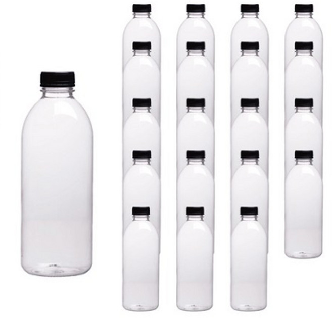 서울패키지 우유 페트병 투명 + 브릿지캡 블랙 38mm, 1L, 20개