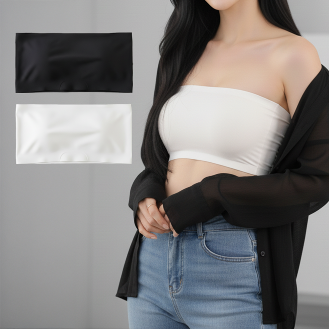 데일로엔 여성 끈없는 오프숄더 브라 일체형 볼륨패드 튜브탑