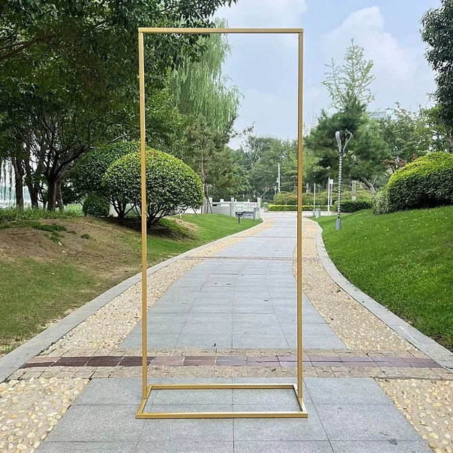 웨딩 웰컴보드 철제 벽걸이 1m POP 화이트 80cm 입간판 셀프 직사각형, 1개, K. 사각형 베이스 골드 높이 1.8미터 너비 80센티