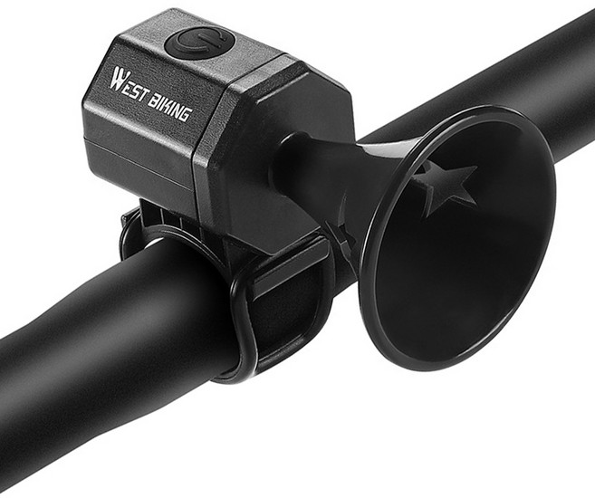 시그니처베이지 웨스트바이킹 자전거 킥보드 충전식 전자 벨 경적 YPZ376, 블랙, 1개