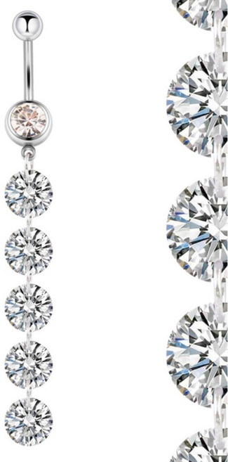 多鑽垂墜式肚臍環 醫用鋼材質, 1個