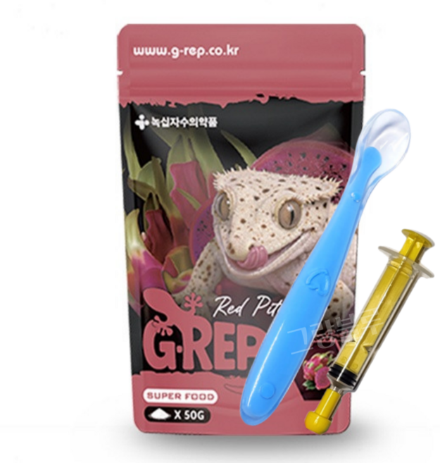 녹십자 레드 용과 슈퍼푸드 50g 지렙 드래곤후르츠 크레스티드게코 핸드피딩용 주사기 스푼 색상랜덤