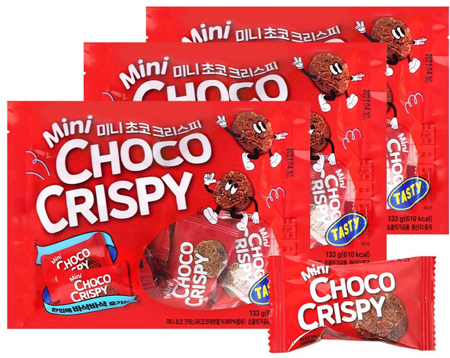미니 초코 크리스피, 133g, 3개
