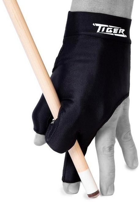 Tiger-X PRO Series Billiard Glove – Black – Open Fingers - Professional Pool Cue Glove with Enhanc, for Left Hand (Right-Handed Pl