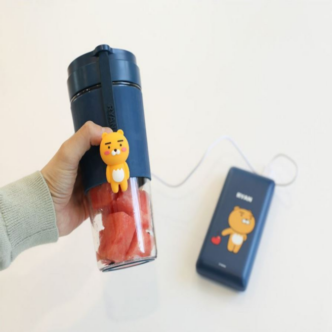 카카오 텀블러믹서기 믹서텀블러 무선 저소음 믹서기 춘식이 라이언, 라이언믹서텀블러