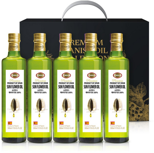 [선물포장] 소르바스 해바라기씨유 500ml, 5개