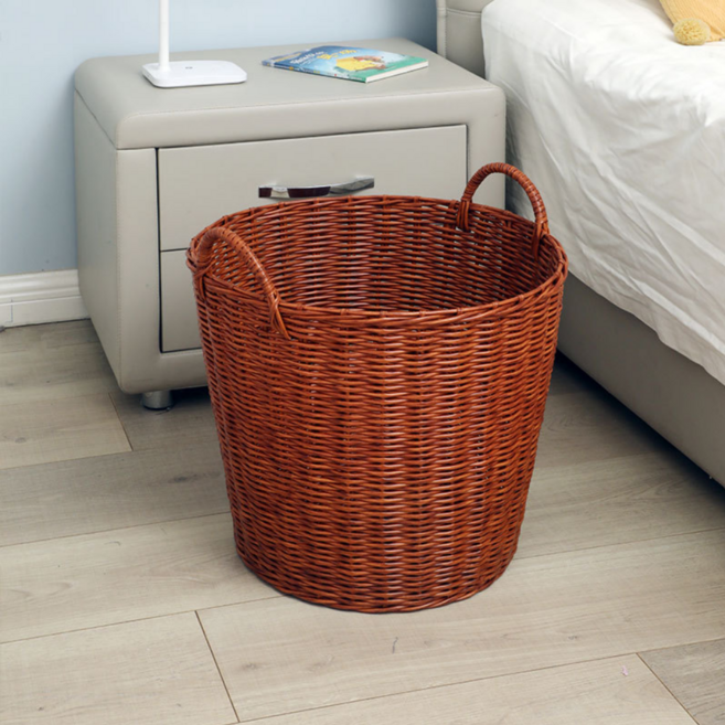 다용도 PP소재 라탄 빨래 바구니, 우드