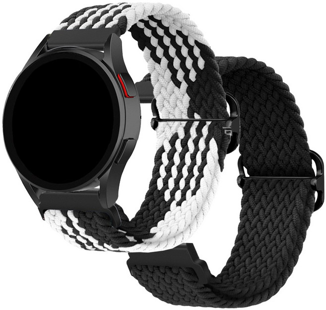 더조은셀러 2개 갤럭시워치7 버클 브레이드 솔로 루프 스트랩 시계줄 밴드, 08_블랙화이트