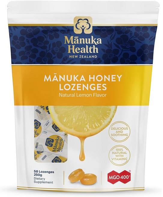 manuka health MGO 400+麥盧卡蜂蜜維生素C錠 檸檬口味, 58顆, 1盒