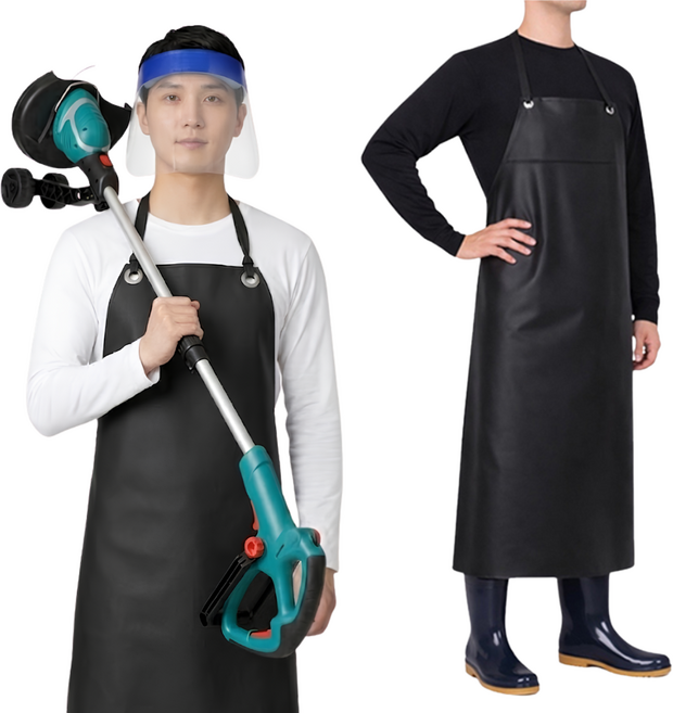 네버폴드 방수 예초기 앞치마 페이스실드 포함 벌초 세차, 1개, 블랙세트