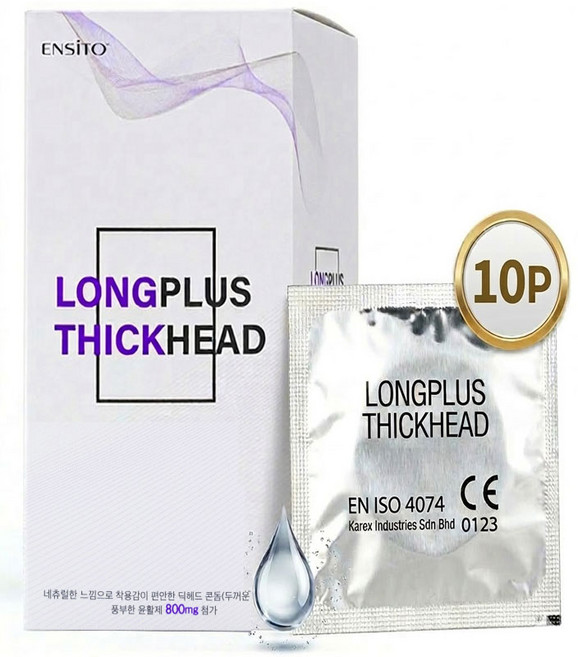 [20P+10P랜덤증정] 엔시토 롱플러스 딕헤드 롱러브 기능형 콘돔, 1개, 10개입