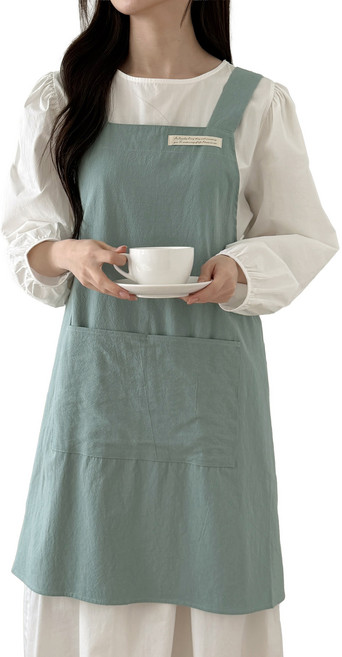 두리앤고 와이드스트랩 카페 원피스 앞치마 생활방수, 1개, 민트
