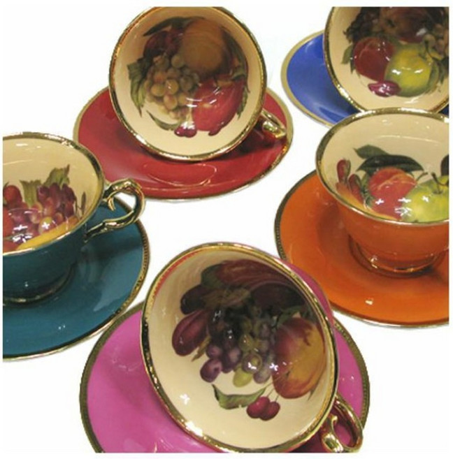 스테콜 커피잔 도자기 찻잔 홈 카페 과일 커피잔 5개, 그림참조, 5세트