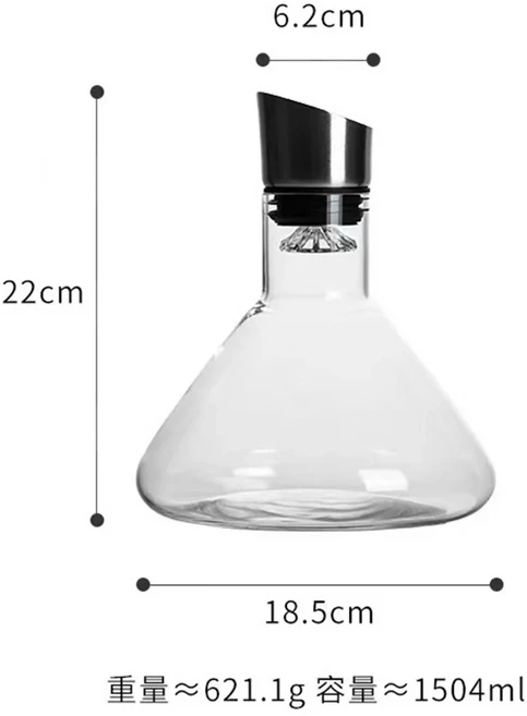 수제 크리스탈 위스키 와인 디캔터 물병 두꺼운 바 액세서리 1500ml