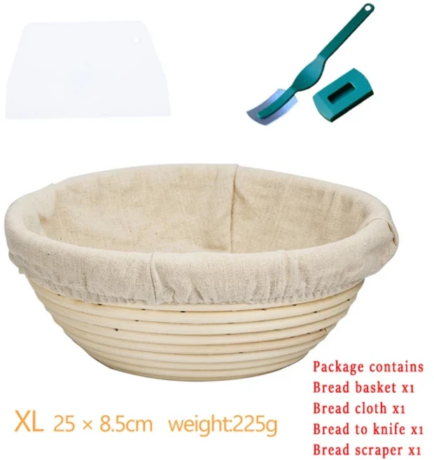 천연 등나무 빵 교정 바구니 수제 위커 베이킹 그릇 반죽 발효 사워도우 바나톤, 08 XL-Round-25x8.5cm, 1개