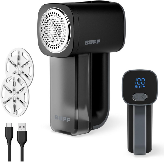 LA DERIVE 기모기 휴대용 충전식 3단 조절 세탁소 전문 기모기 LED 모니터 2p 블레이드 추가, 블랙, Yype-c 충전구