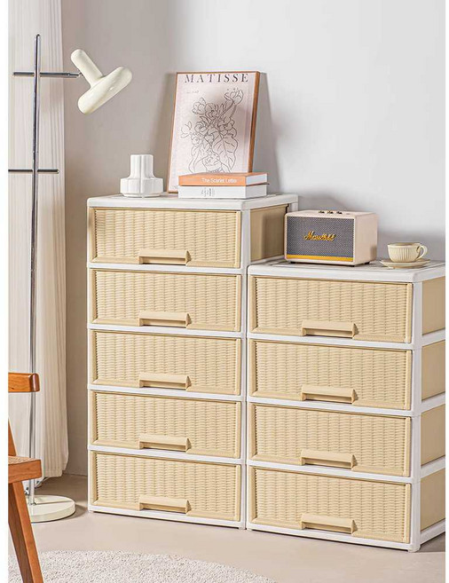 얕은 서랍장 침실 서랍형 의류 속옷 잡화 수납장 정리, 대형 3단 커피색 (56.9x39x61.7)