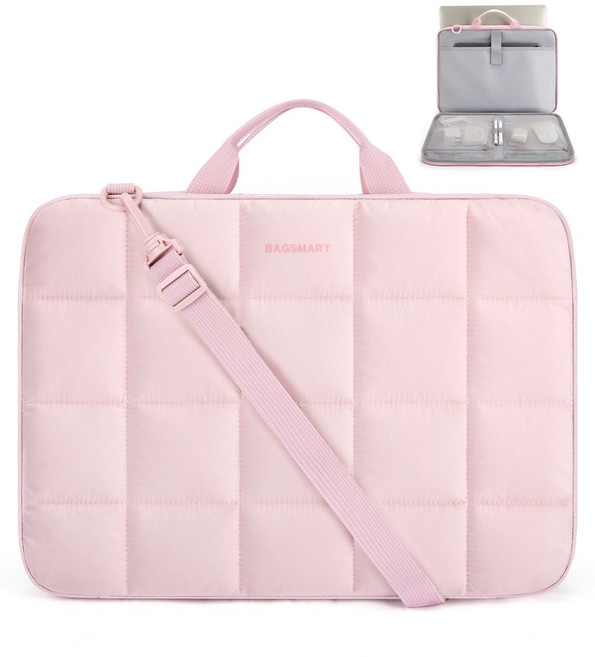 BAGSMART 지퍼 노트북 파우치 가방 크로스백, 269핑크