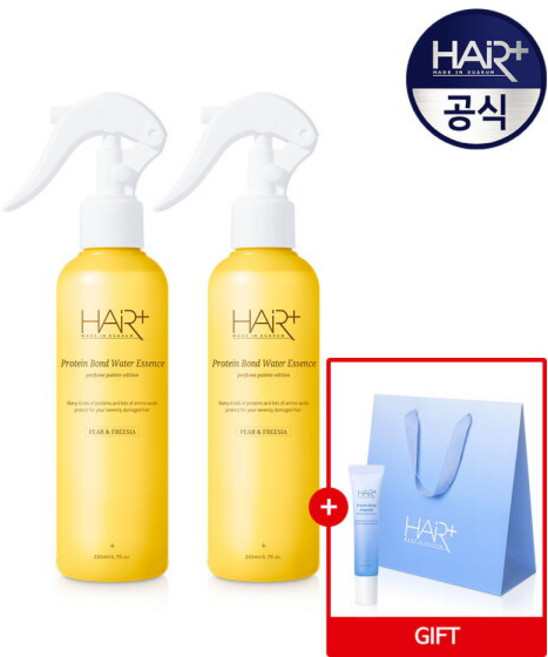 [헤어플러스] 단백질 본드 퍼퓸 워터 에센스 헤어 미스트 페어 앤 프리지아 200ml X2개 + 앰플 15ml +쇼핑백 추가 증정 / 노워시 트리트먼트, 2개