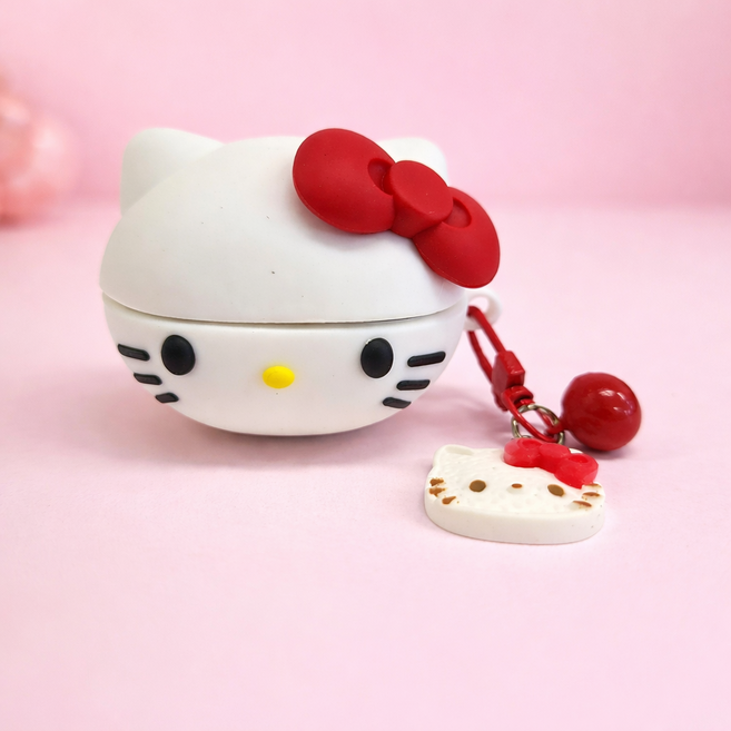 키티 버즈4/버즈4프로 호환 실리콘 케이스 키링 포함 귀여운 고양이 이어폰 케이스, 1개, 키티냥+참, hk-buds4