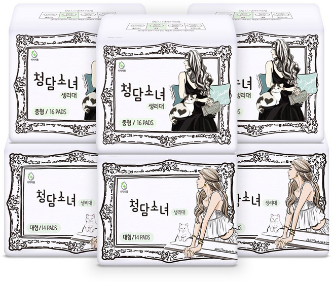 청담소녀 오리지널 생리대 중형3개 + 대형3개, 1개